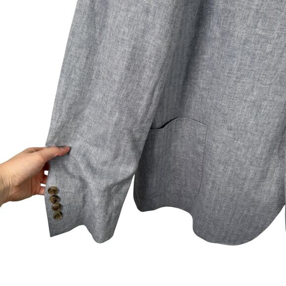 Stafford Classic Fit Blue Linen Cotton Blend Sport Coat Blazer Mens Size 52R - Picture 2 of 7